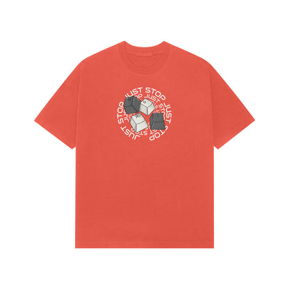 Just stop premium oversized t-shirt-Brick Red-Snapper Choice