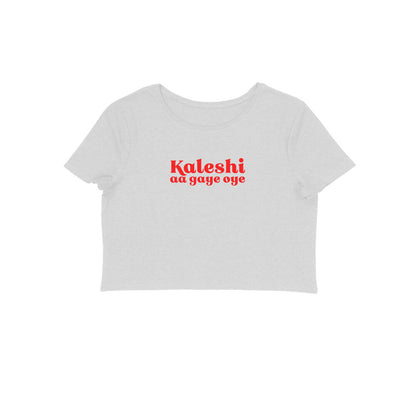 Kaleshi aa gaye oye Crop t-shirt-Melange Grey-Snapper Choice