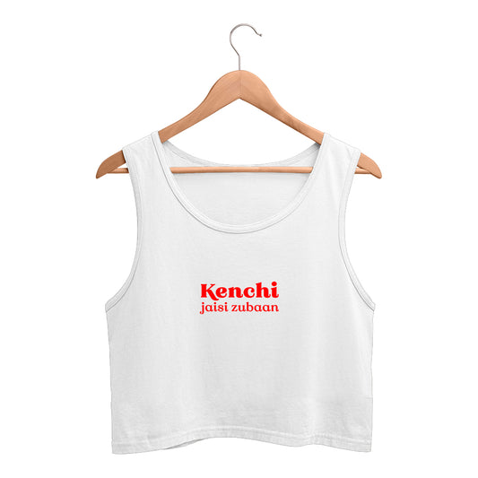 Kenchi jaisi zubaan crop tank top-White-Snapper Choice