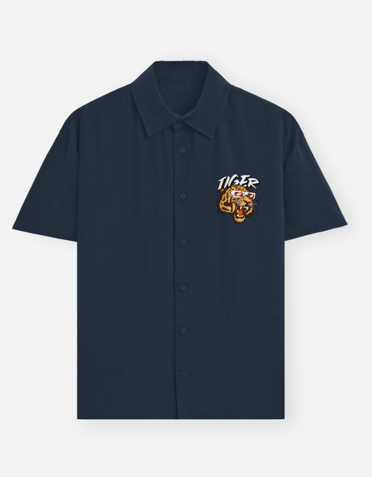 Tiger Unisex Oversized Shirt-Navy Blue-Snapper Choice