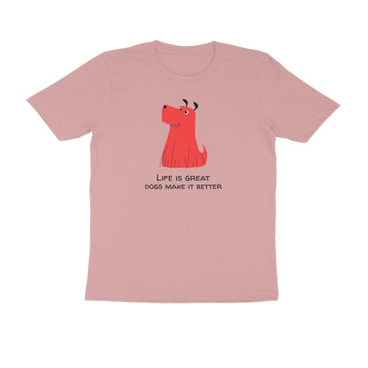 Life is great Dogs make it better men's tshirt-Pastel Dusty-Snapper Choice