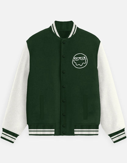 Nerdvana Unisex Varsity Jacket-Bottle Green-Snapper Choice