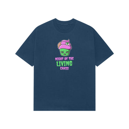Night of the Living cakes Premium oversized tshirt-Navy Blue-Snapper Choice