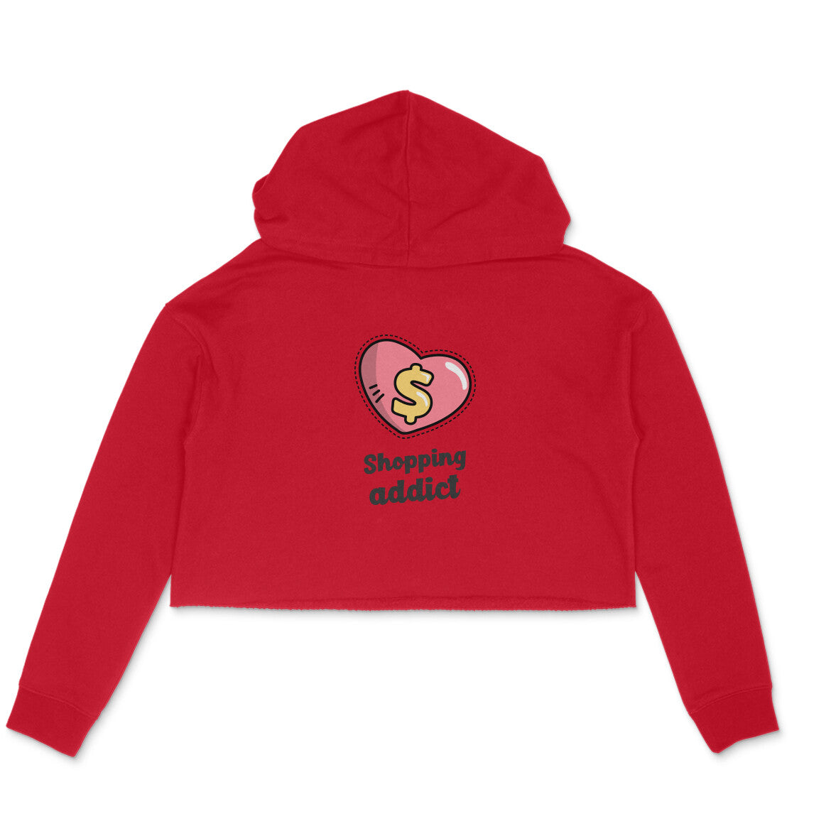 Shopping Addict Crop Hoodie-Red-Snapper Choice