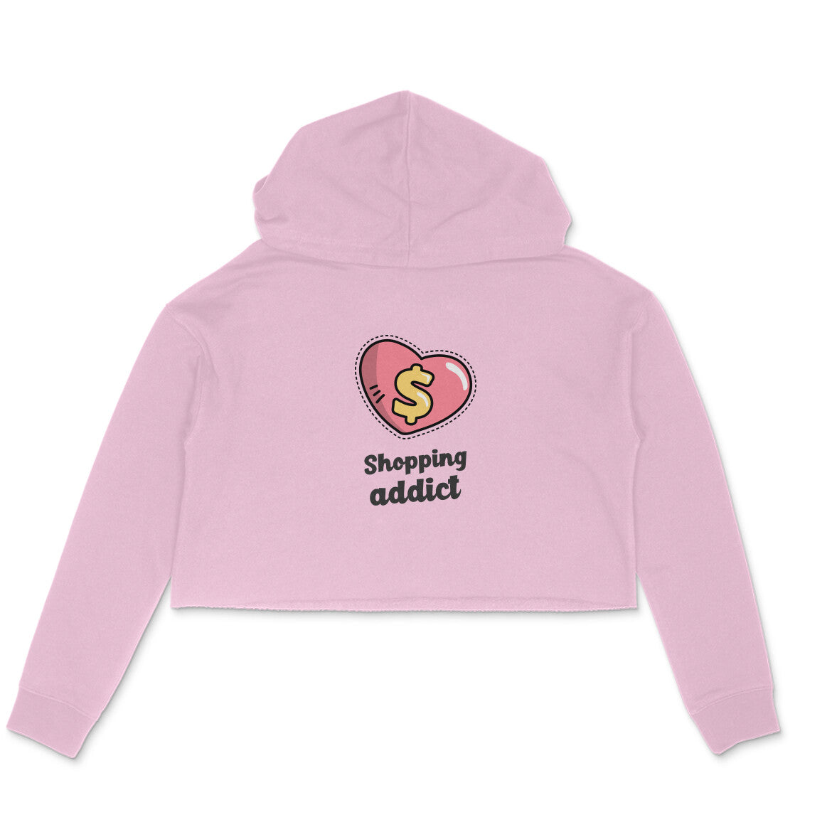 Shopping Addict Crop Hoodie-Light Pink-Snapper Choice