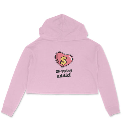 Shopping Addict Crop Hoodie-Light Pink-Snapper Choice