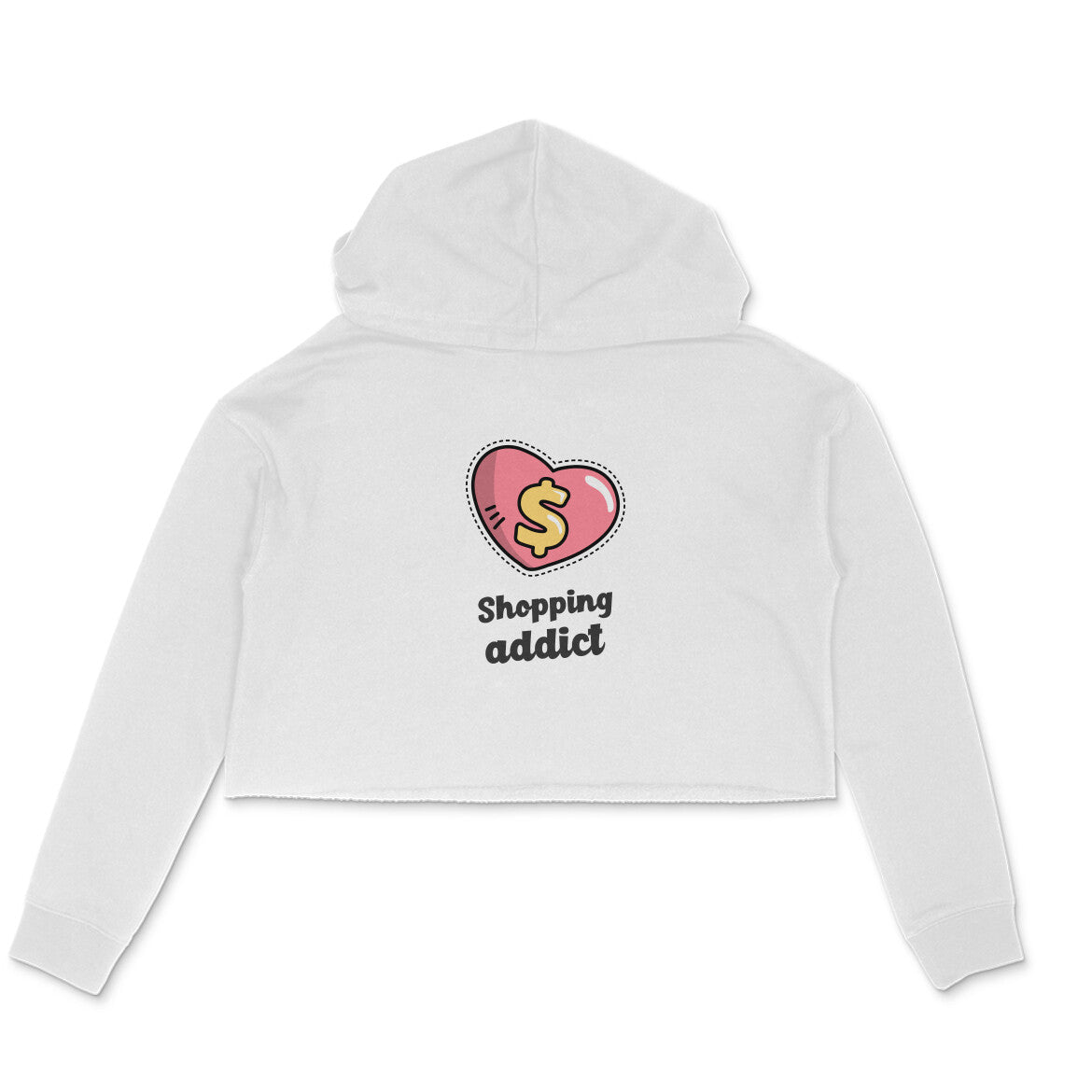 Shopping Addict Crop Hoodie-White-Snapper Choice