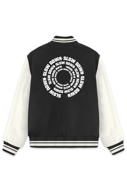 Slow Down Varsity Jacket-Snapper Choice