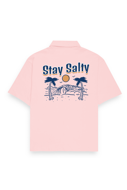 Stay Salty Oversized Shirt-Light Baby Pink-Snapper Choice