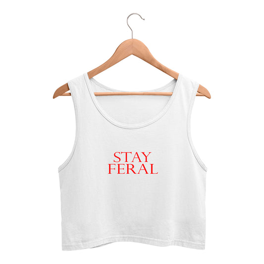 Stay feral crop tank tshirt-White-Snapper Choice