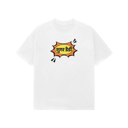 Sugar Daddy Hindi Premium Oversized tshirt-White-Snapper Choice