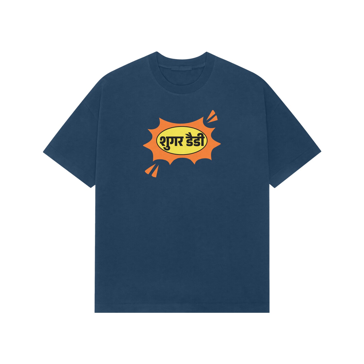 Sugar Daddy Hindi Premium Oversized tshirt-Navy Blue-Snapper Choice