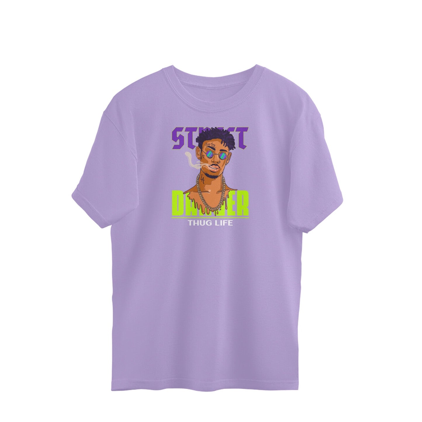 Thug Life Oversized TShirt-Iris Lavender-Snapper Choice