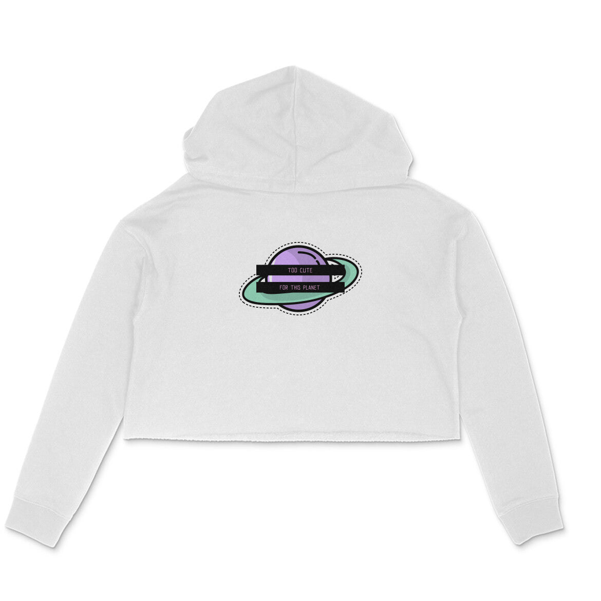 Too cute for this planet Crop Hoodie-White-Snapper Choice