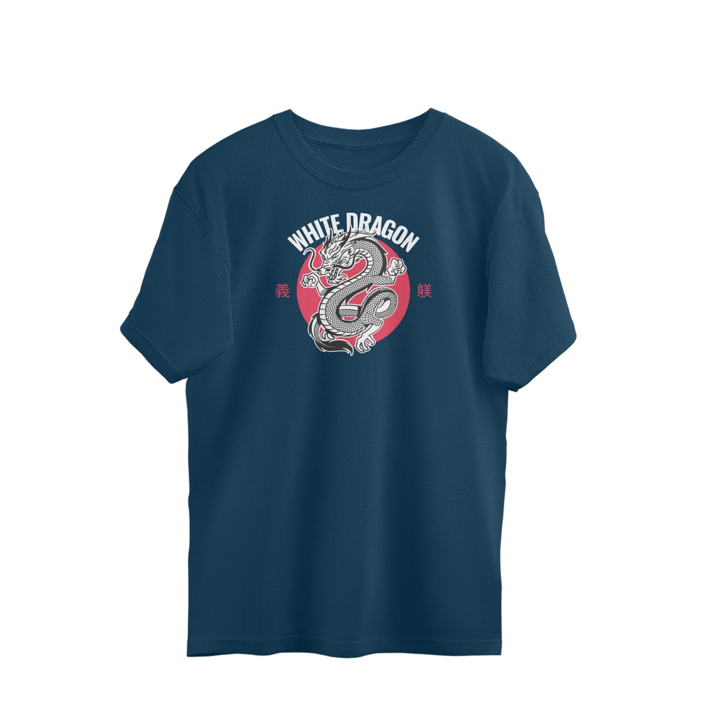 White dragon Oversized Tshirt-Navy Blue-Snapper Choice