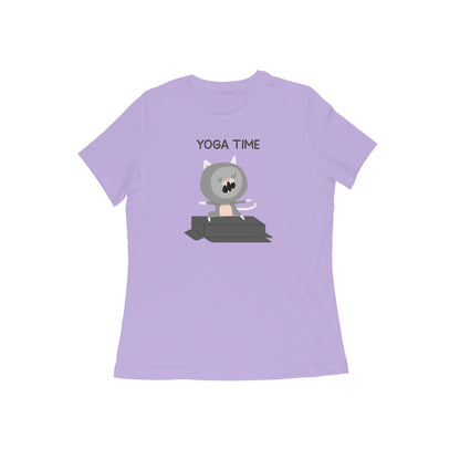 Yoga time women's tshirt-Iris Lavender-Snapper Choice