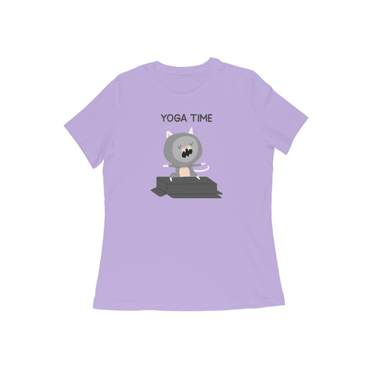 Yoga time women's tshirt-Iris Lavender-Snapper Choice