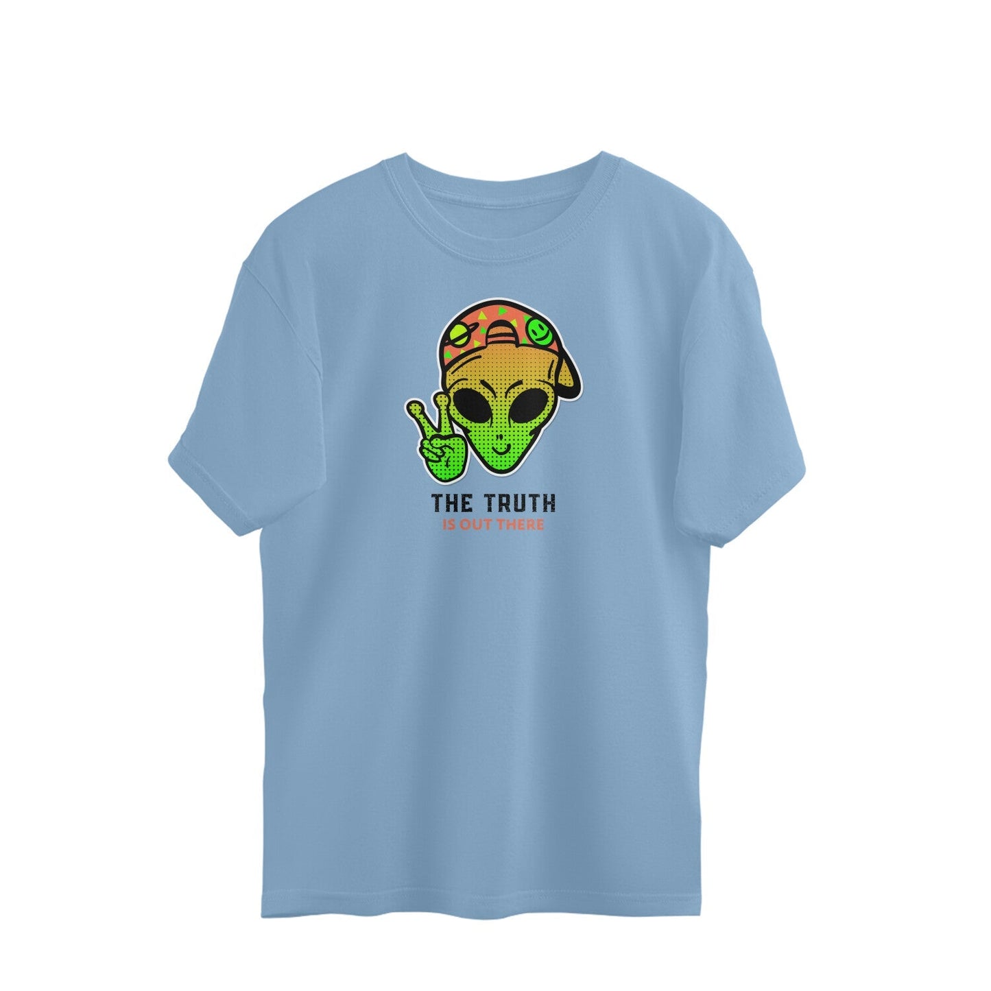 Alien Graphic Oversized Tshirt-Baby Blue-Snapper Choice