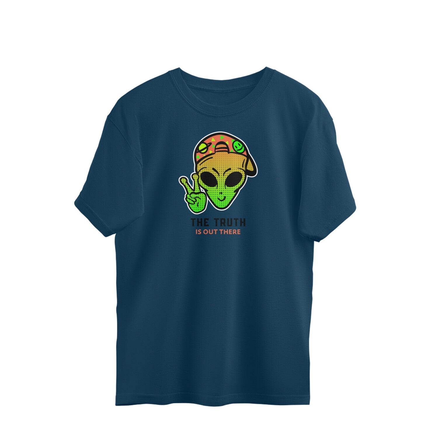 Alien Graphic Oversized Tshirt-Navy Blue-Snapper Choice