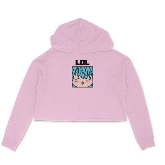 Anime Girl Pink Women Crop Hoodie-Light Pink-Snapper Choice