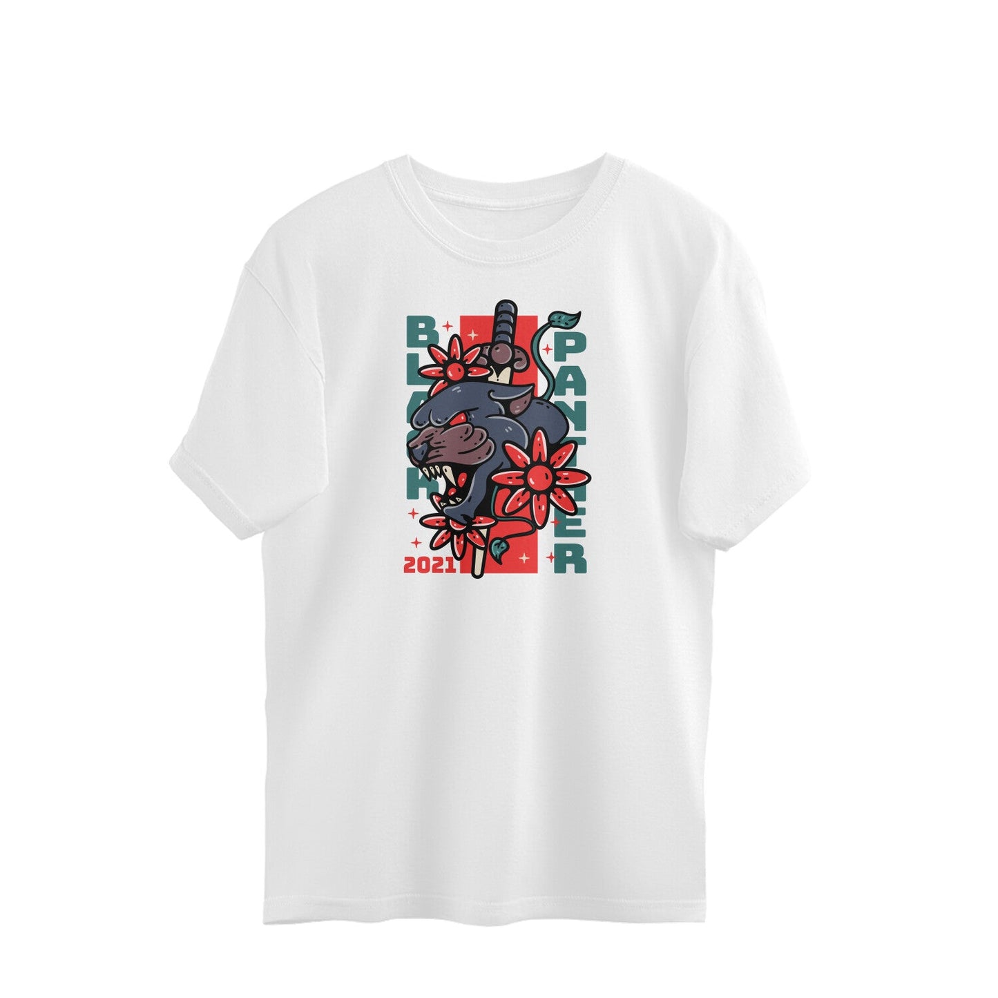 Black Panther Oversized Tshirt-White-Snapper Choice