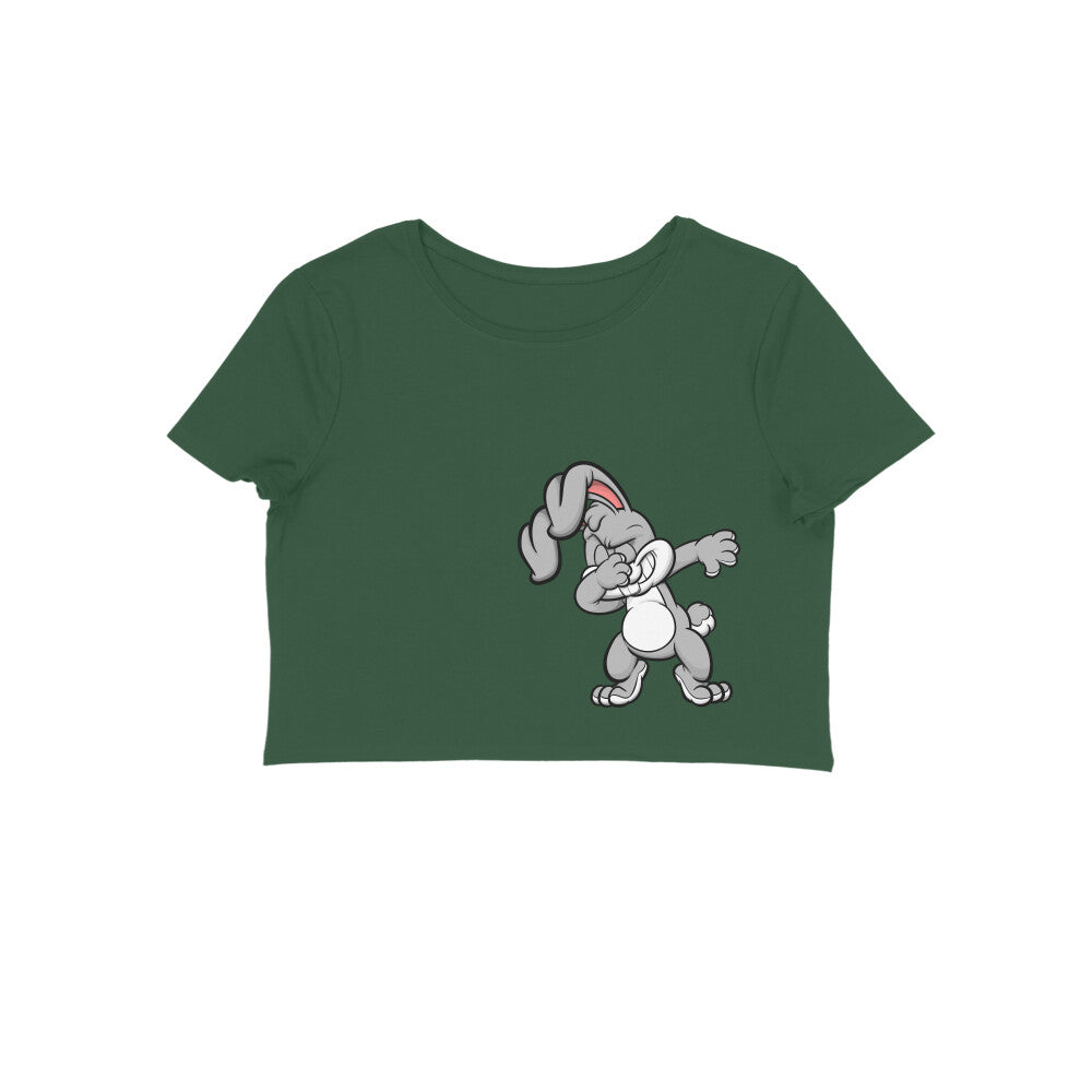 Bunny Women Crop T-Shirt-Olive Green-Snapper Choice