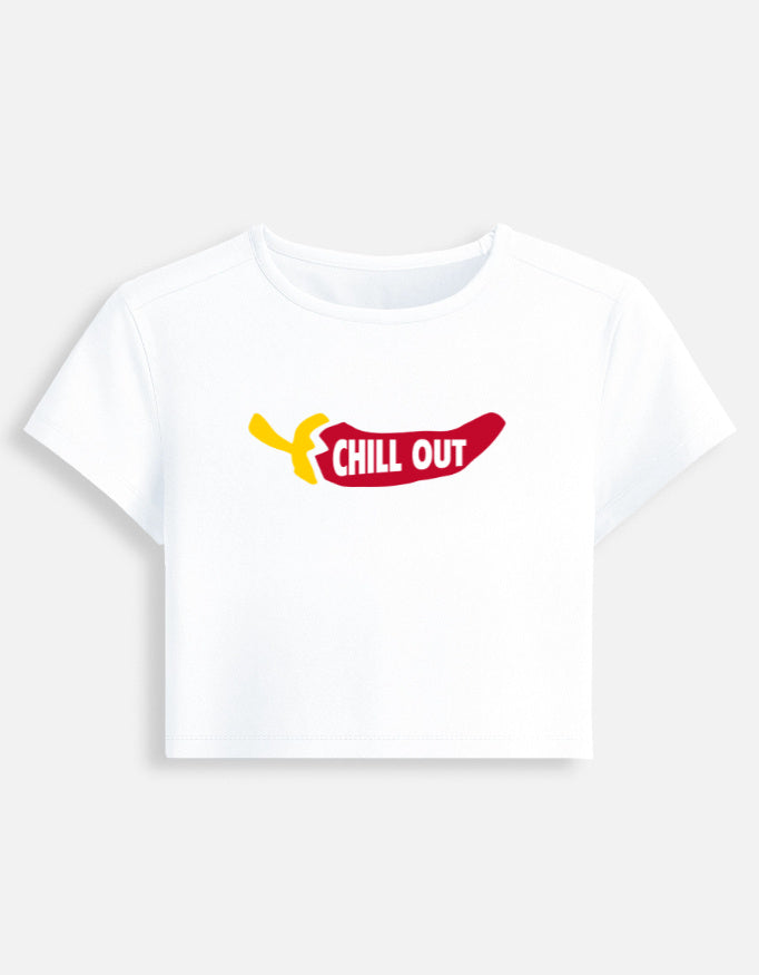 Chill Out Crop women t-shirt-White-Snapper Choice
