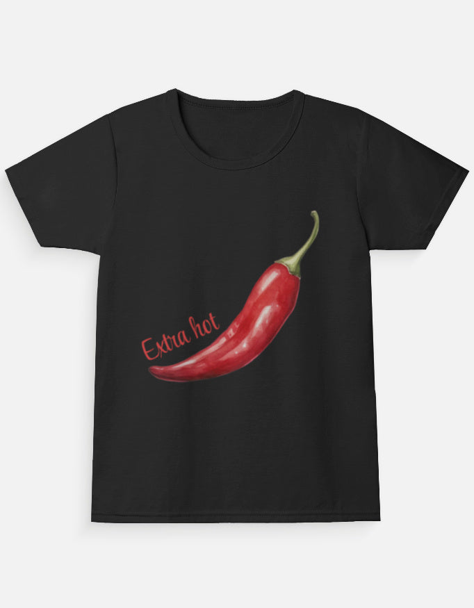 Extra Hot Girl's Crew Neck T-Shirt-Black-Snapper Choice