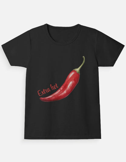 Extra Hot Girl's Crew Neck T-Shirt-Black-Snapper Choice