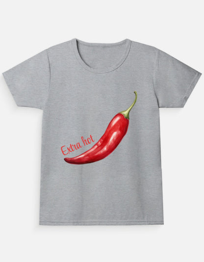 Extra Hot Girl's Crew Neck T-Shirt-Grey Melange-Snapper Choice
