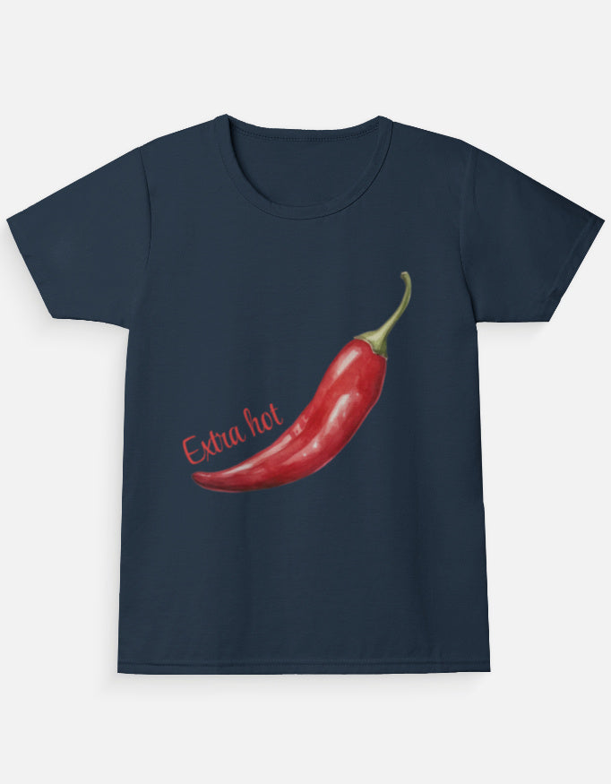 Extra Hot Girl's Crew Neck T-Shirt-Navy Blue-Snapper Choice