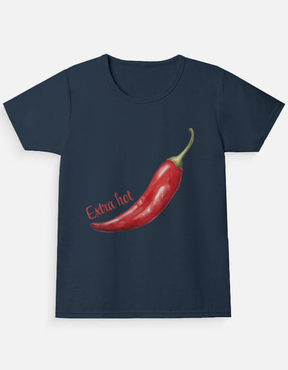 Extra Hot Girl's Crew Neck T-Shirt-Navy Blue-Snapper Choice