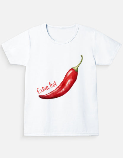 Extra Hot Girl's Crew Neck T-Shirt-White-Snapper Choice
