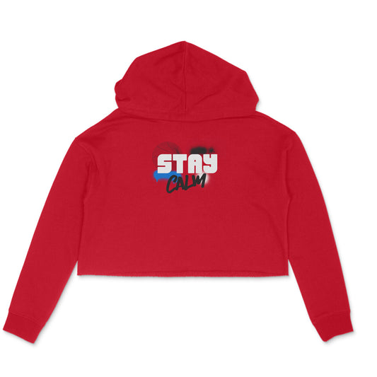 Stay Calm Red Women Crop Hoodie Red - Snapper Choice