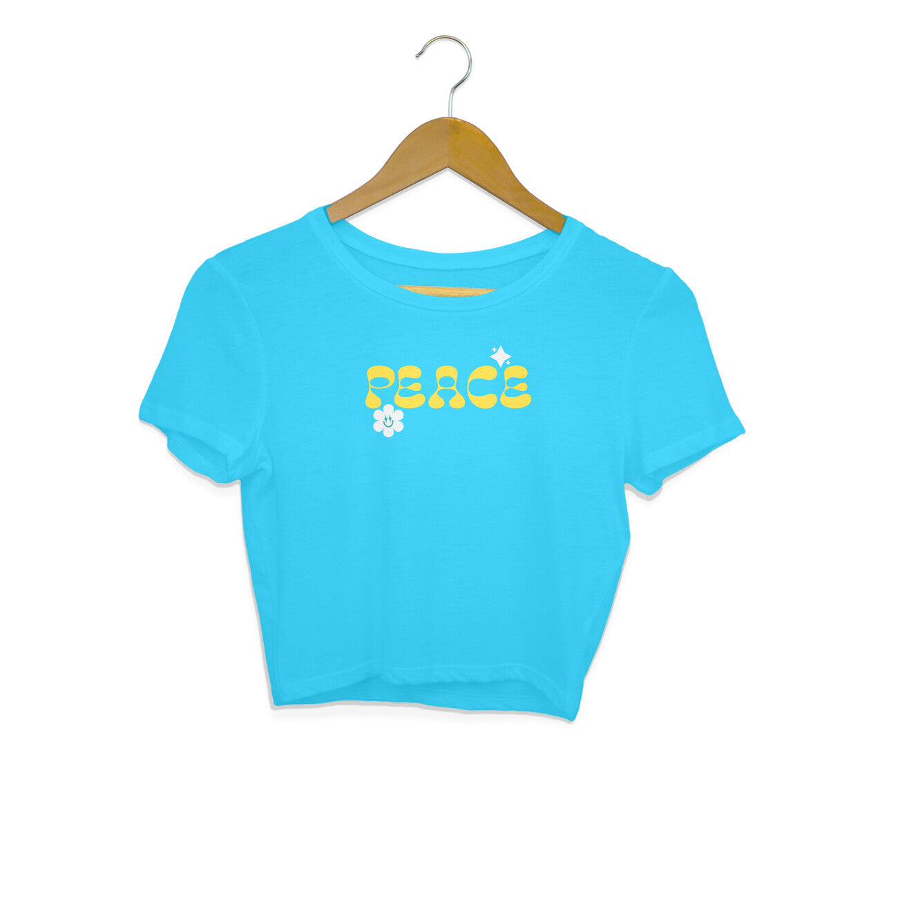 Peace Women's Crop T-Shirt Sky Blue - Snapper Choice