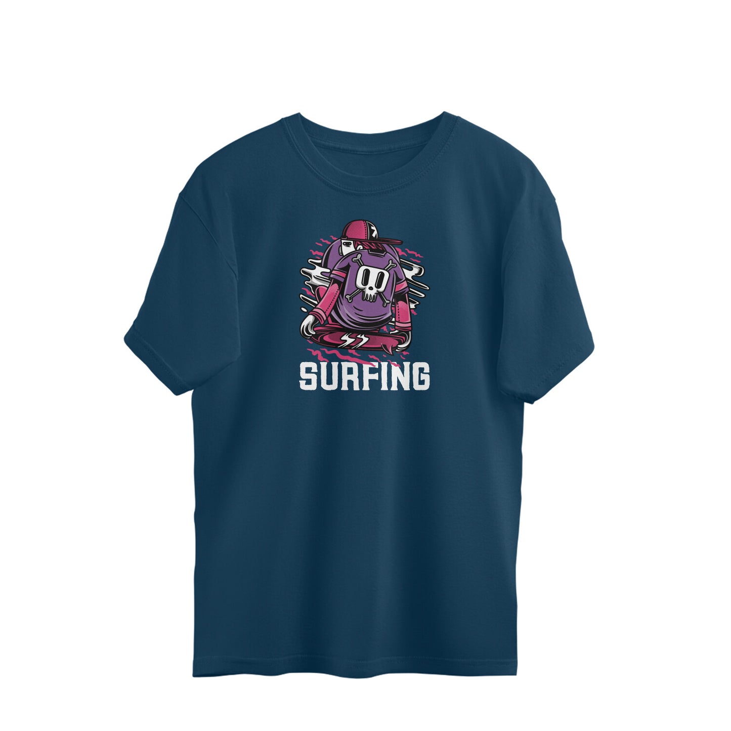 Surfing Oversized T-Shirt Navy Blue - Snapper Choice