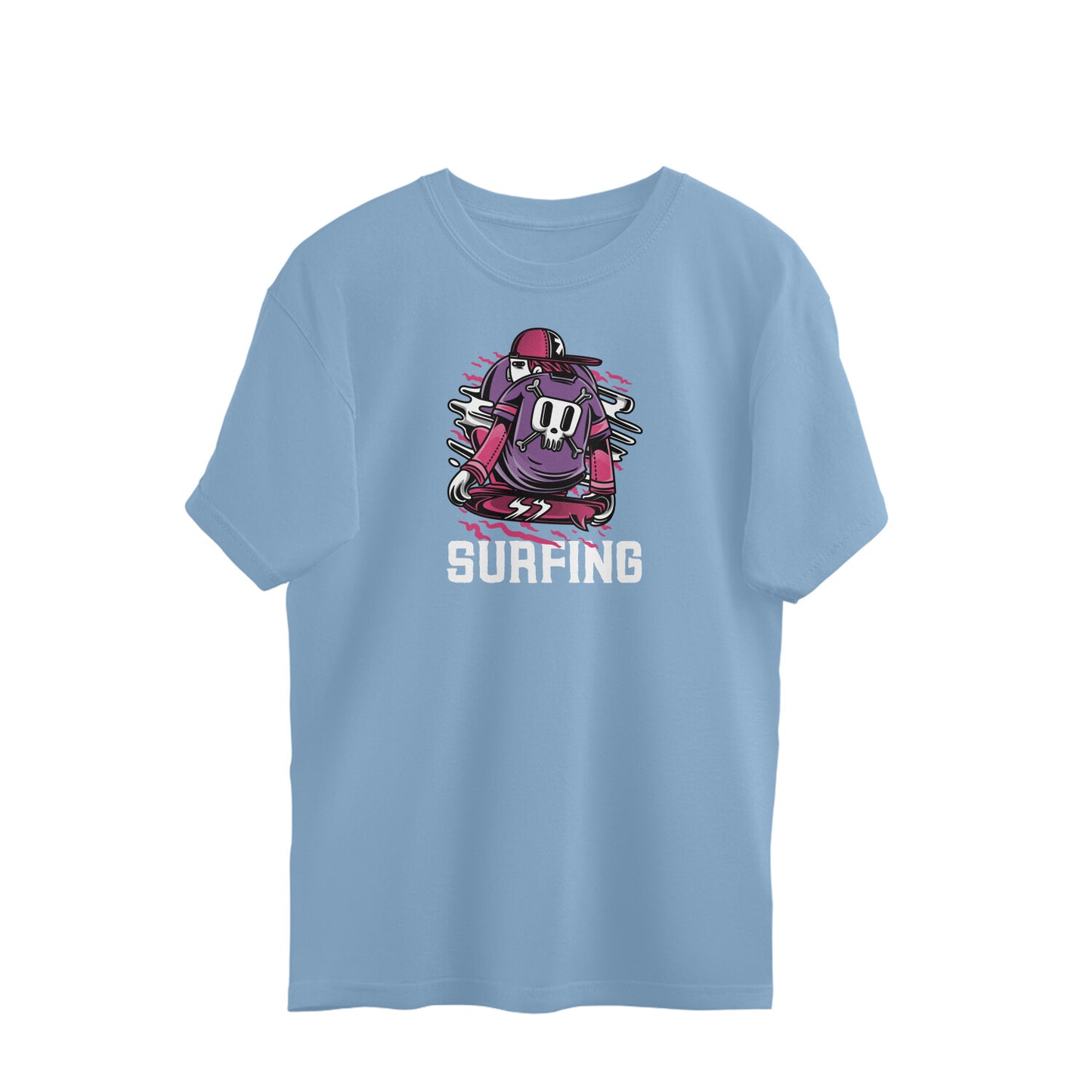 Surfing Oversized T-Shirt Baby Blue - Snapper Choice