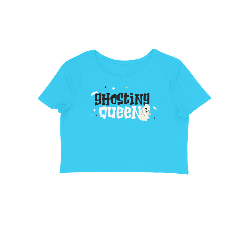 Ghosting queen crop t- shirt Sky Blue - Snapper Choice