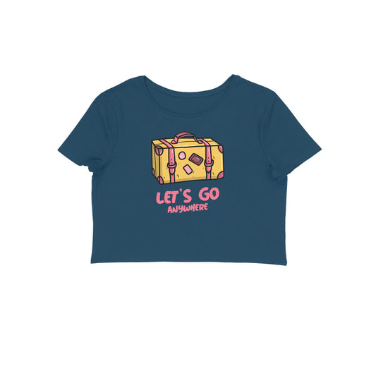 Lets go women's crop tshirt Navy Blue - Snapper Choice