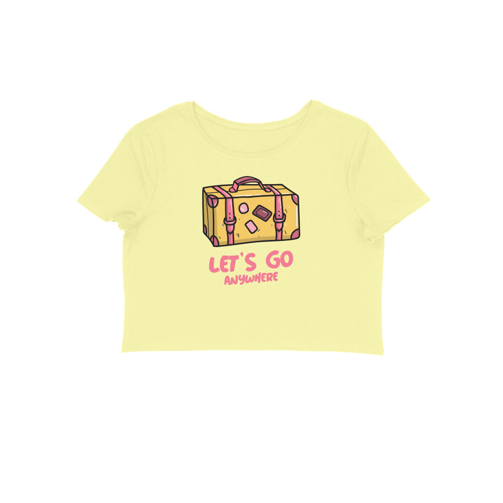 Lets go women's crop tshirt Butter Yellow - Snapper Choice