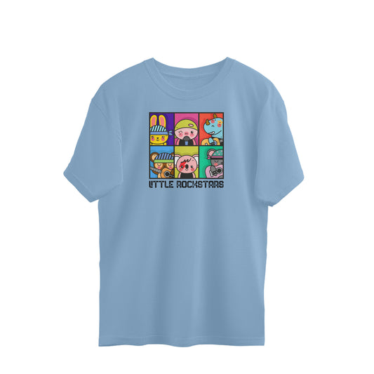 Little rockstars oversized t-shirt Baby Blue - Snapper Choice