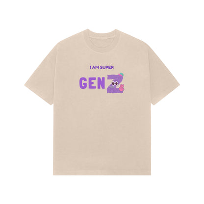 I am Super GenZ Premium Oversized tshirt-Beige-Snapper Choice