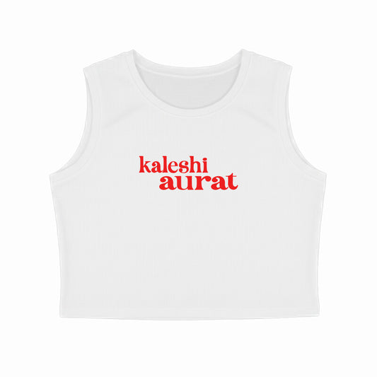 Kaleshi aurat Crop tank top-White-Snapper Choice