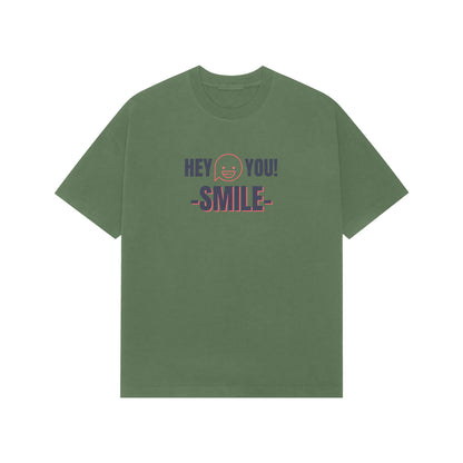 Hey you smile premium oversized tshirt-Forest Green-Snapper Choice