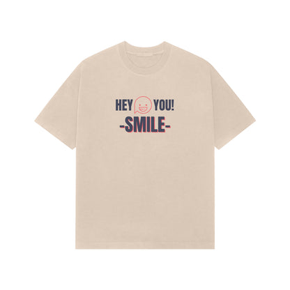 Hey you smile premium oversized tshirt-Beige-Snapper Choice