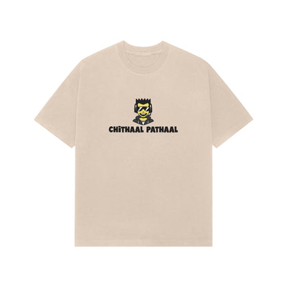 Chitaal pathaal (Kannada slang) premium oversized tshirt-Beige-Snapper Choice