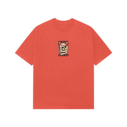 Drink hard premium oversized t-shirt-Brick Red-Snapper Choice