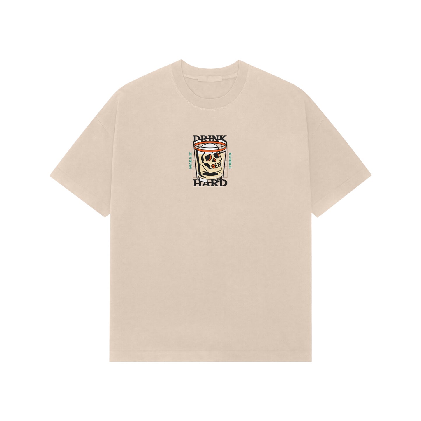 Drink hard premium oversized t-shirt-Beige-Snapper Choice