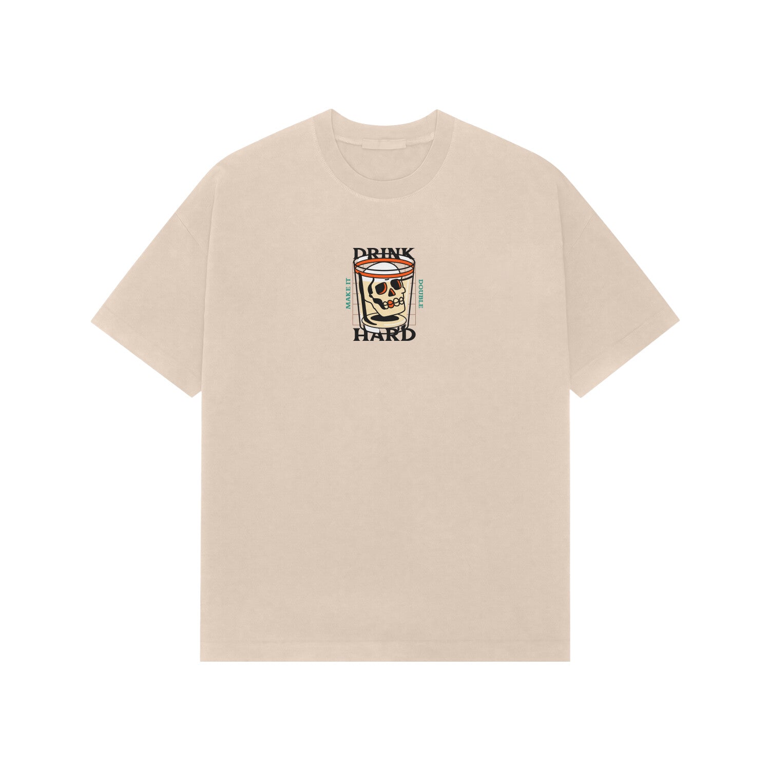 Drink hard premium oversized t-shirt-Beige-Snapper Choice