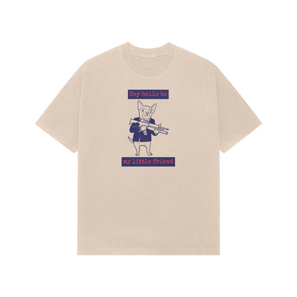 Say hello to my little friend premium oversized tshirt-Beige-Snapper Choice